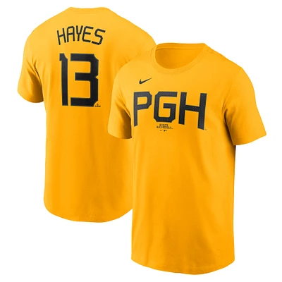 Men's Nike Ke'Bryan Hayes Gold Pittsburgh Pirates Fuse City Connect Name & Number T-Shirt