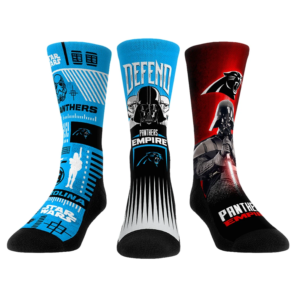 Rock Em Socks Stormtrooper & Darth Vader Carolina Panthers Three-Pack Star Wars Crew Set