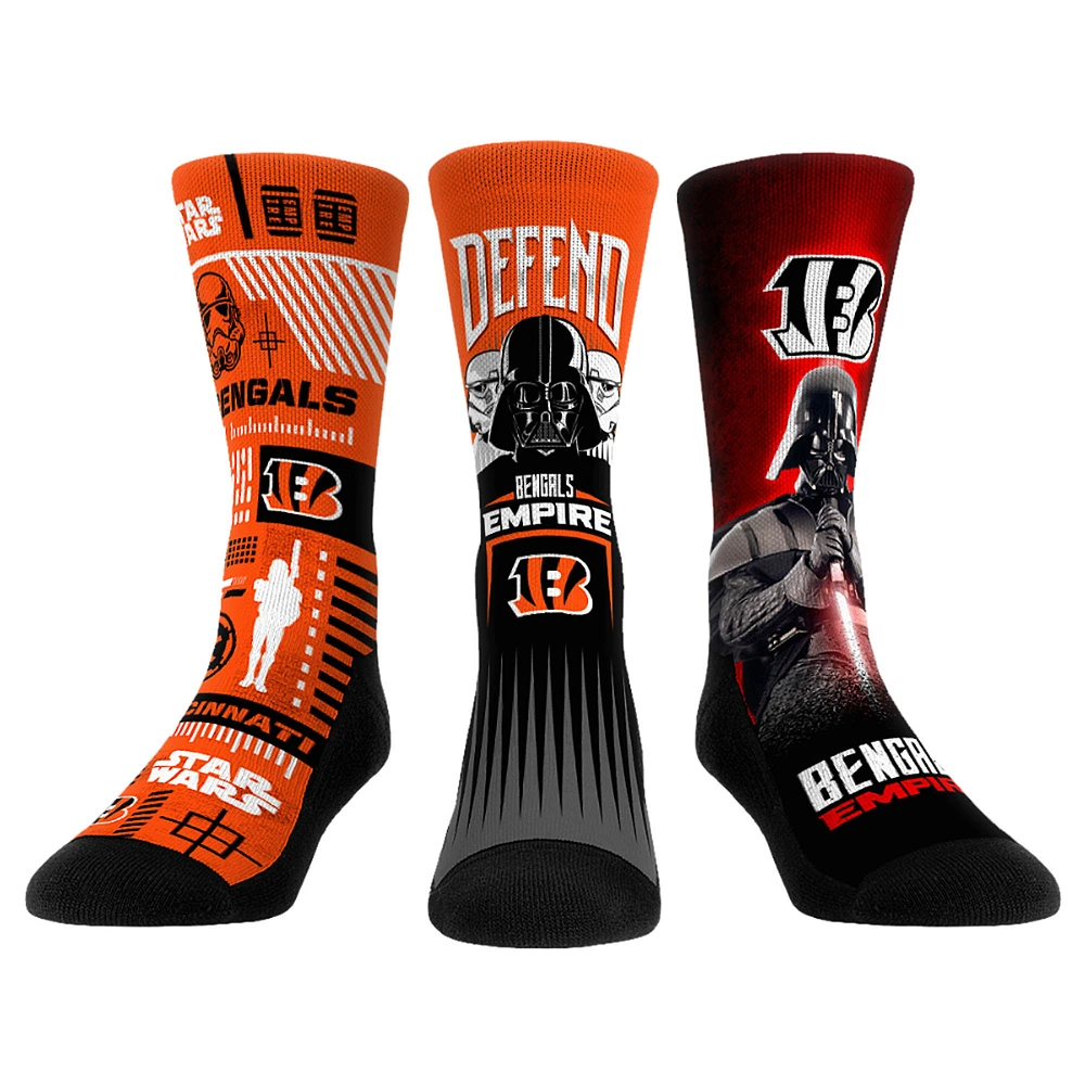 Rock Em Socks Stormtrooper & Darth Vader Cincinnati Bengals Three-Pack Star Wars Crew Set
