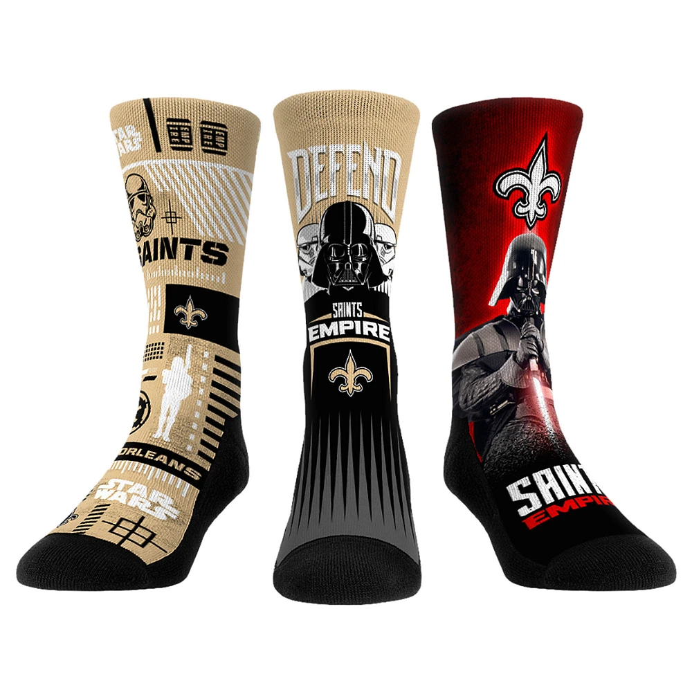 Rock Em Socks Stormtrooper & Darth Vader New Orleans Saints Three-Pack Star Wars Crew Set