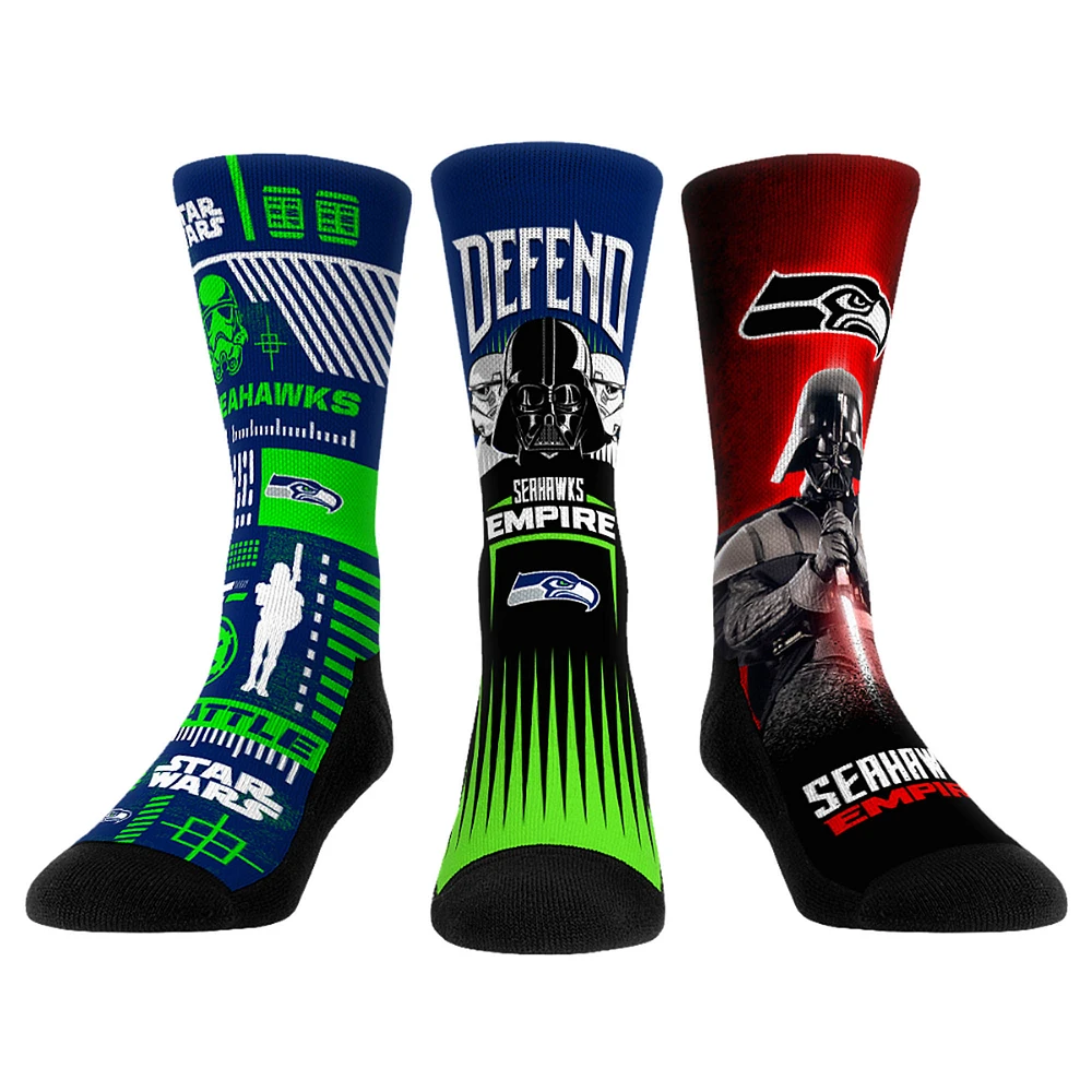 Rock Em Socks Stormtrooper & Darth Vader Seattle Seahawks Three-Pack Star Wars Crew Set