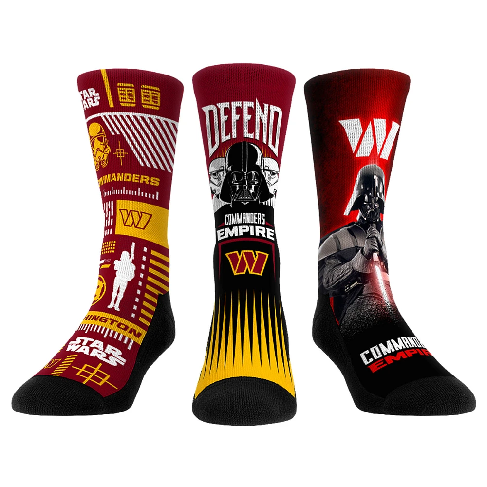 Rock Em Socks Stormtrooper & Darth Vader Washington Commanders Three-Pack Star Wars Crew Set