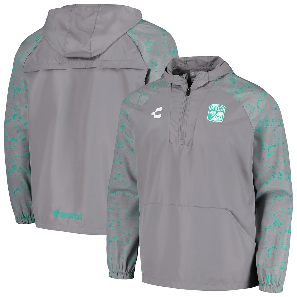 Men's Charly Gray Club Leon Half-Zip Windbreaker Hoodie Jacket