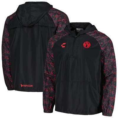Men's Charly Black Club Tijuana Half-Zip Windbreaker Hoodie Jacket
