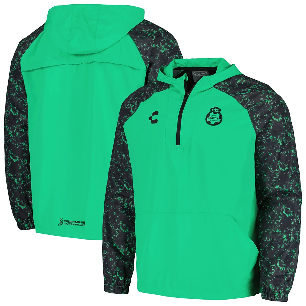 Men's Charly Green Santos Laguna Half-Zip Windbreaker Hoodie Jacket