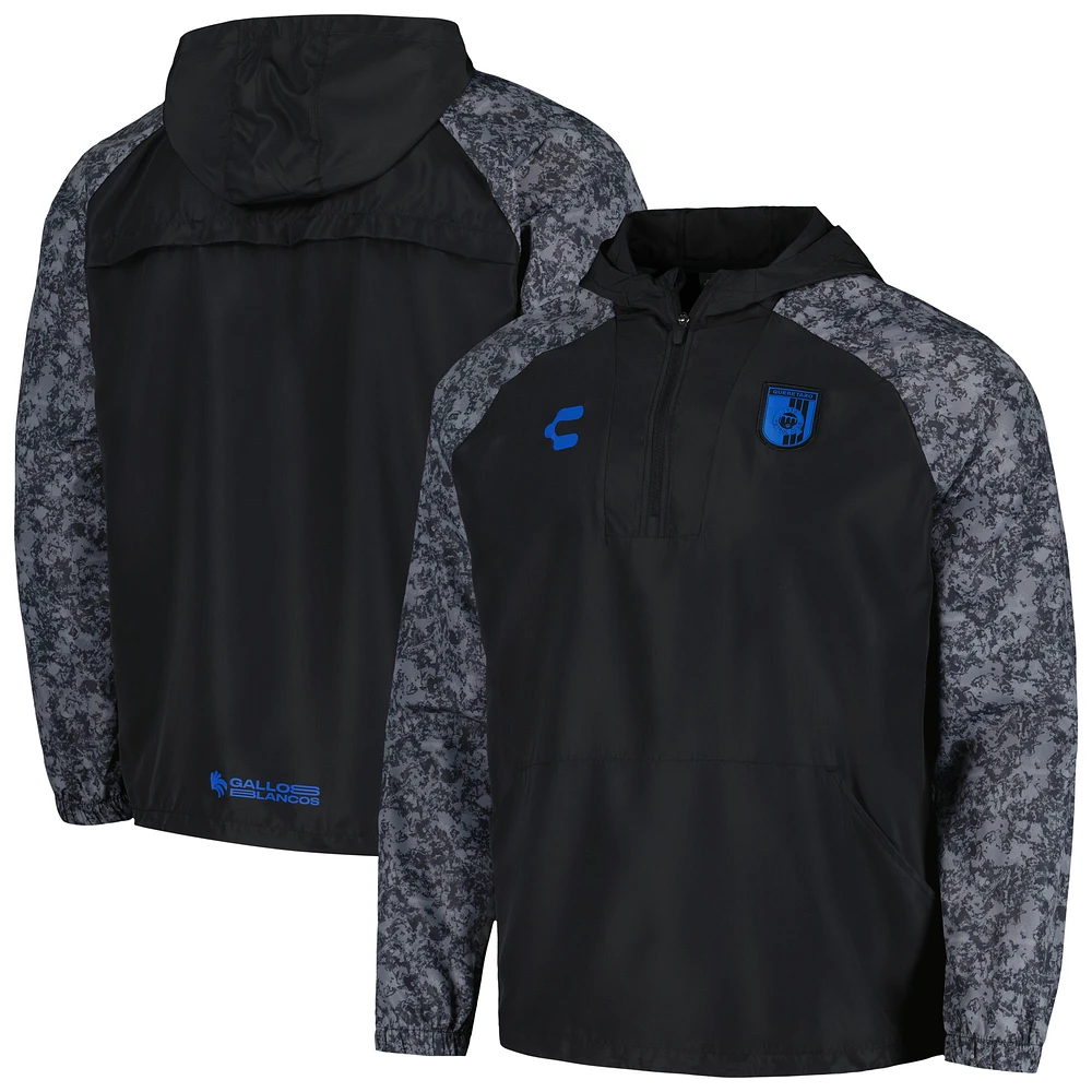 Men's Charly Black Queretaro FC Half-Zip Windbreaker Hoodie Jacket