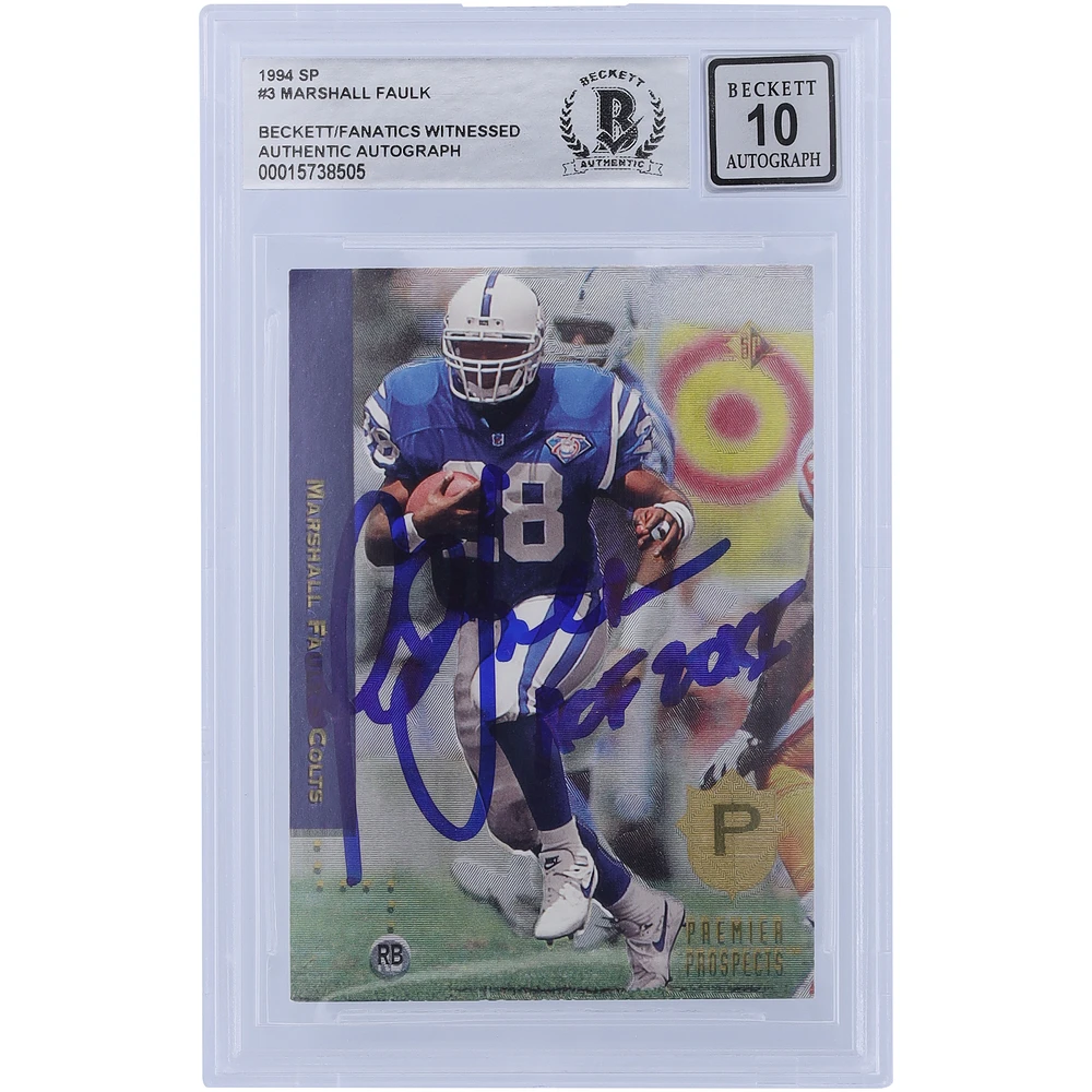 Marshall Faulk Indianapolis Colts Autographed 1994 Upper Deck SP #3 Beckett Fanatics Witnessed Authenticated 10 Rookie Card with "HOF 20XI" Inscription