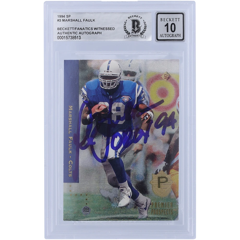Marshall Faulk Indianapolis Colts Autographed 1994 Upper Deck SP #3 Beckett Fanatics Witnessed Authenticated 10 Rookie Card with "OROY 94" Inscription