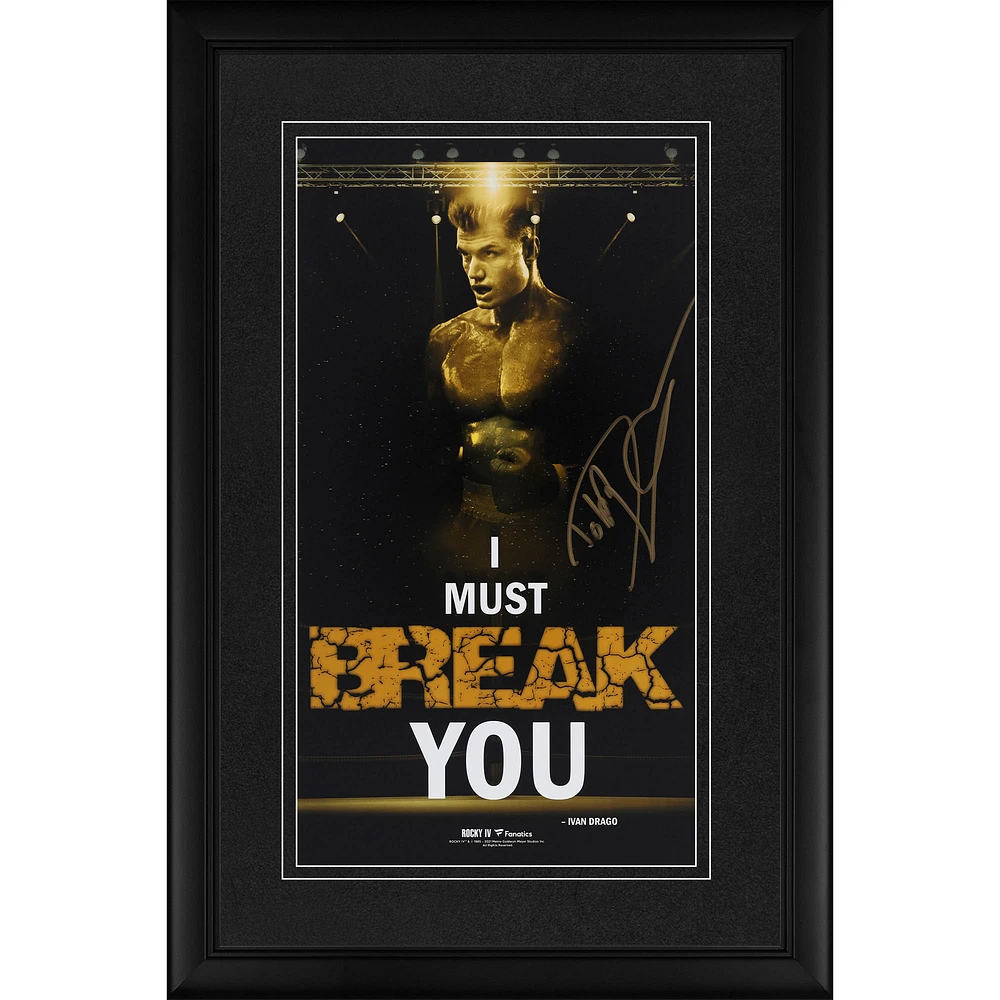 Dolph Lundgren Rocky IV Autographed Framed 10" x 18" "I Must Break You" Ivan Drago Movie Quote Vertical Panoramic Photograph
