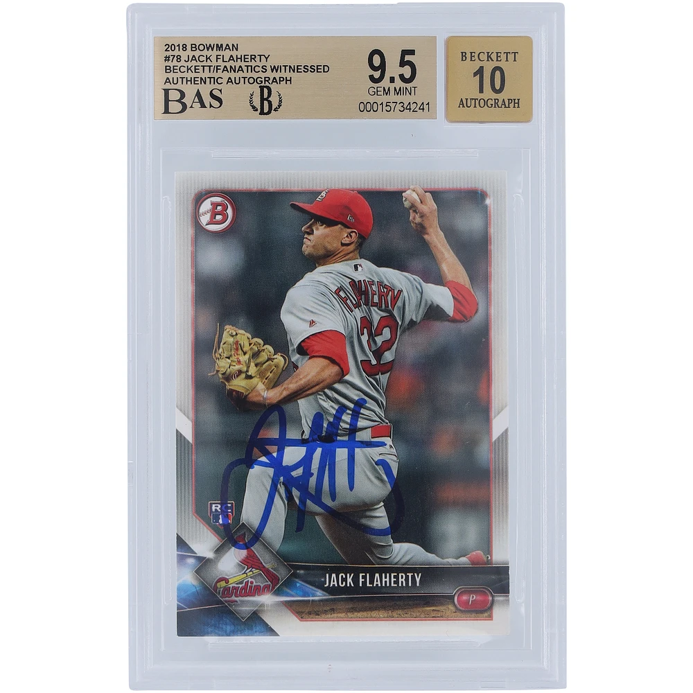 Jack Flaherty St. Louis Cardinals Autographed 2018 Bowman Series 1 #78 Beckett Fanatics Witnessed Authenticated /10 Rookie Card