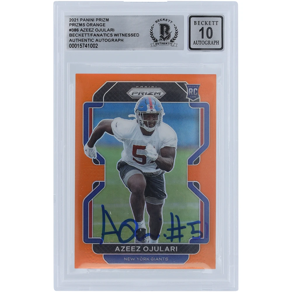 Azeez Ojulari New York Giants Autographed 2021 Panini Prizm Orange Prizms #386 #/249 Beckett Fanatics Witnessed Authenticated 10 Rookie Card