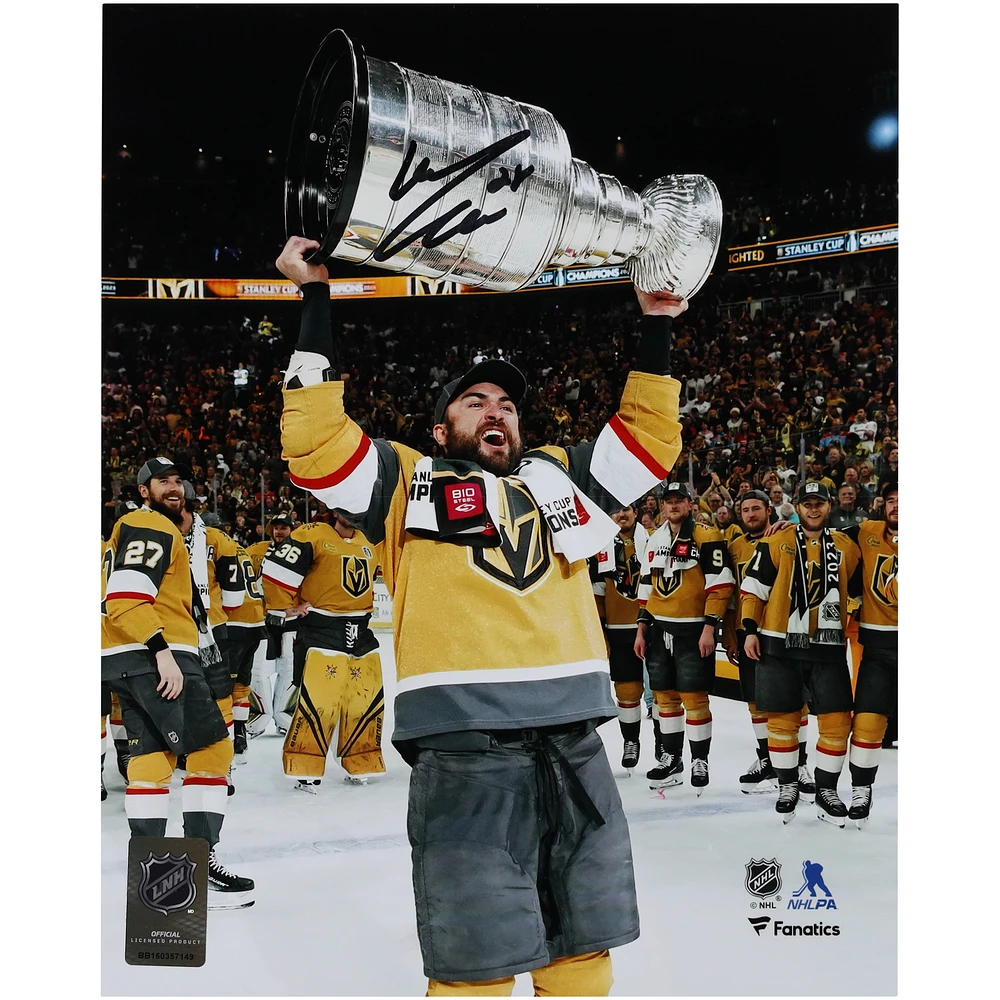 William Carrier Vegas Golden Knights Autographed 2023 Stanley Cup Champions 8" x 10" Raising Cup Photograph