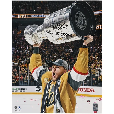 William Karlsson Vegas Golden Knights Autographed 2023 Stanley Cup Champions 16" x 20" Raising Cup Photograph with "2023 SC Champs" Inscription