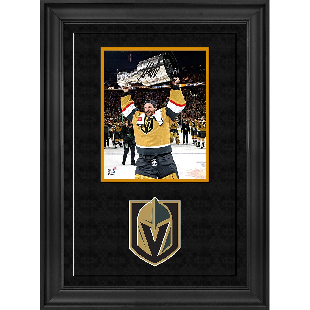 Adin Hill Vegas Golden Knights Autographed Deluxe Framed 2023 Stanley Cup Champions 16" x 20" Raising Cup Photograph