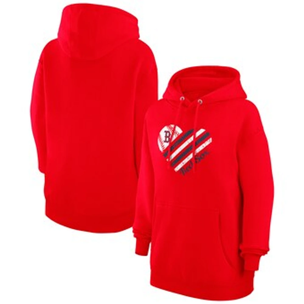 Women's G-III 4Her by Carl Banks Red Boston Sox Heart Fleece Pullover Hoodie