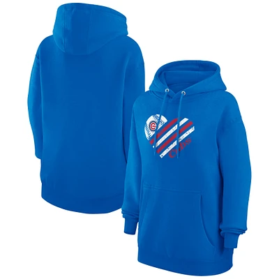 Women's G-III 4Her by Carl Banks Royal Chicago Cubs Heart Fleece Pullover Hoodie