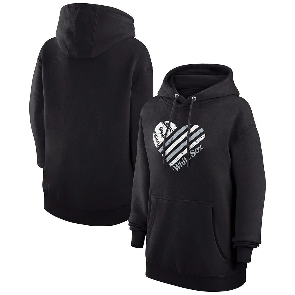 Women's G-III 4Her by Carl Banks Chicago White Sox Heart Fleece Pullover Hoodie