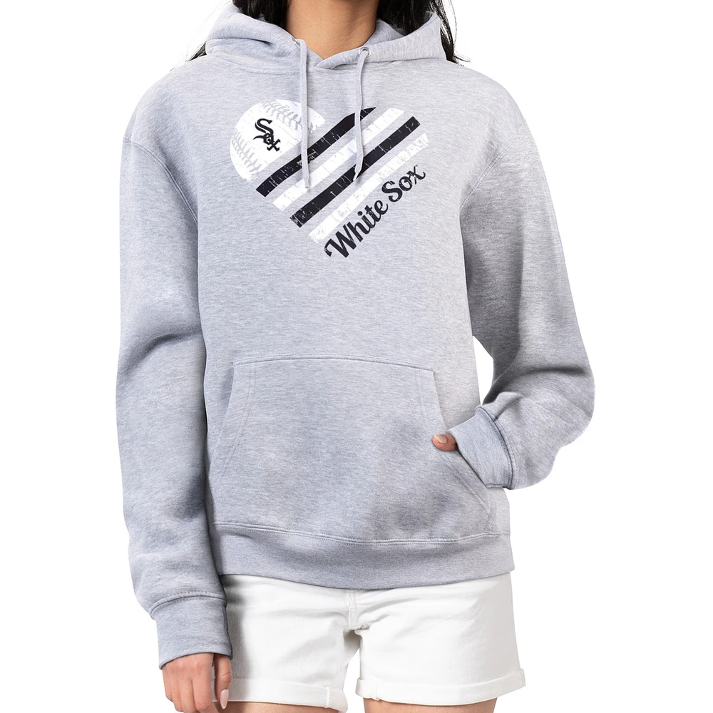Women's G-III 4Her by Carl Banks Heather Gray Chicago White Sox Heart Fleece Pullover Hoodie