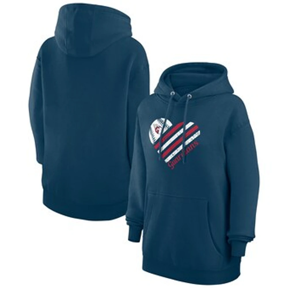 Women's G-III 4Her by Carl Banks Navy Cleveland Guardians Heart Fleece Pullover Hoodie