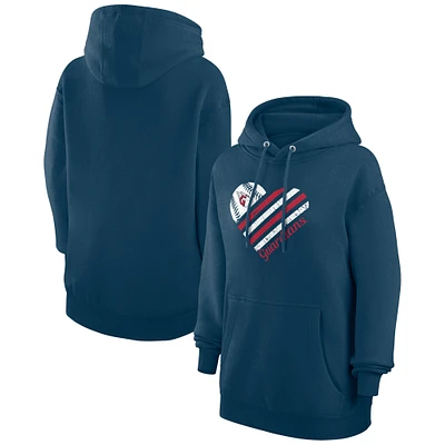 Women's G-III 4Her by Carl Banks Navy Cleveland Guardians Heart Fleece Pullover Hoodie