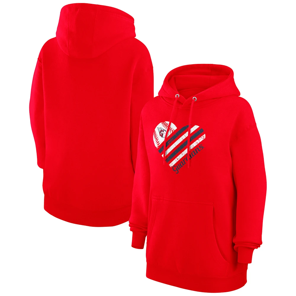 Women's G-III 4Her by Carl Banks Red Cleveland Guardians Heart Fleece Pullover Hoodie