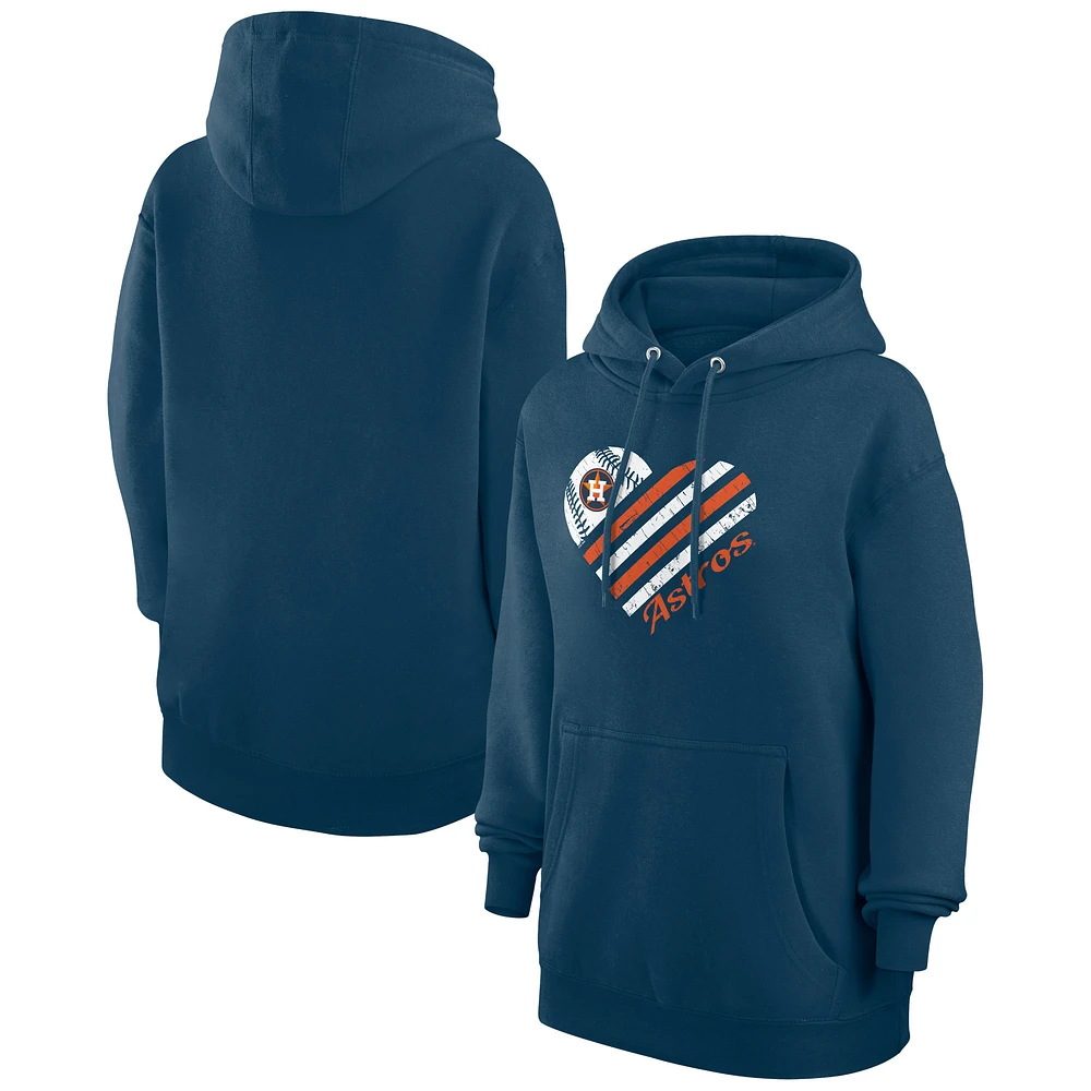 Women's G-III 4Her by Carl Banks Navy Houston Astros Heart Fleece Pullover Hoodie