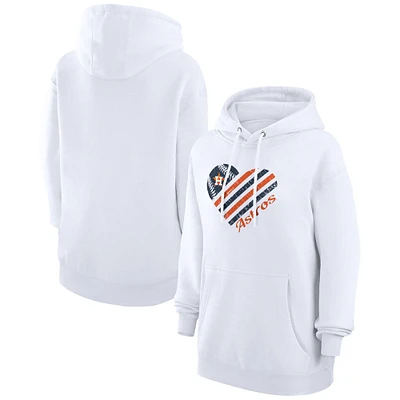 Women's G-III 4Her by Carl Banks White Houston Astros Heart Fleece Pullover Hoodie