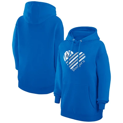 Women's G-III 4Her by Carl Banks Royal Los Angeles Dodgers Heart Fleece Pullover Hoodie