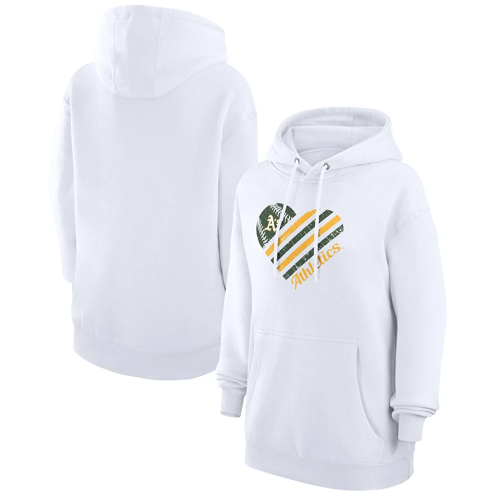 Women's G-III 4Her by Carl Banks White Athletics Heart Fleece Pullover Hoodie