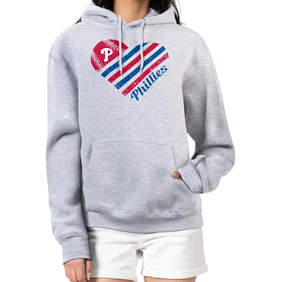 Women's G-III 4Her by Carl Banks Heather Gray Philadelphia Phillies Heart Fleece Pullover Hoodie