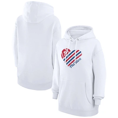 Women's G-III 4Her by Carl Banks White Philadelphia Phillies Heart Fleece Pullover Hoodie