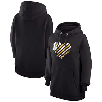 Women's G-III 4Her by Carl Banks Black Pittsburgh Pirates Heart Fleece Pullover Hoodie