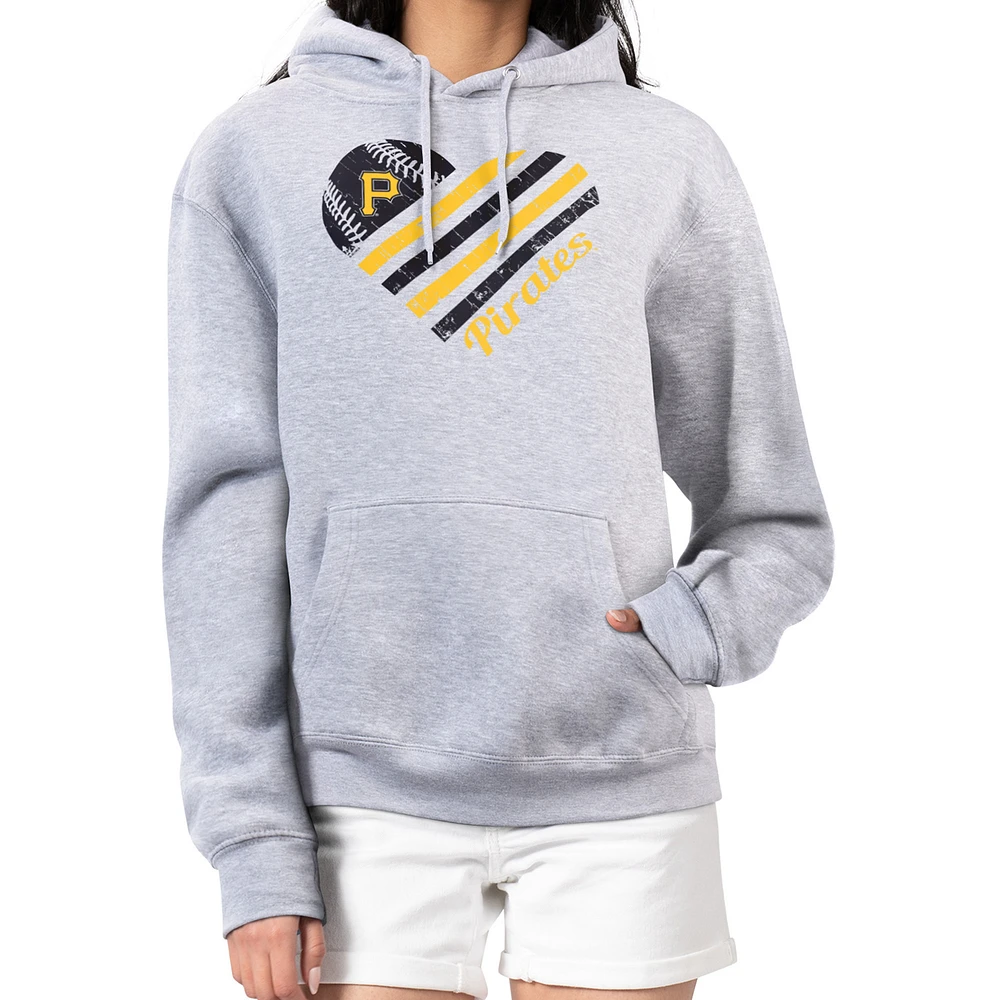 Women's G-III 4Her by Carl Banks Heather Gray Pittsburgh Pirates Heart Fleece Pullover Hoodie