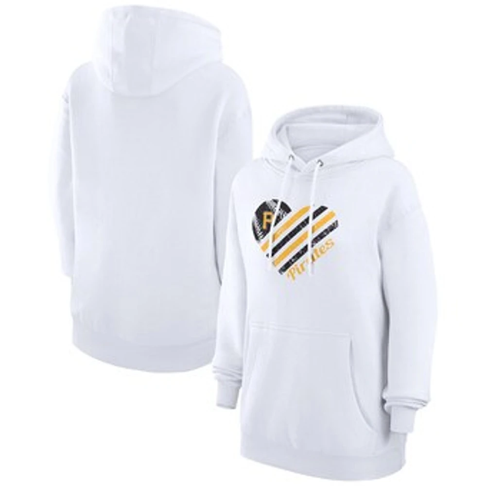 Women's G-III 4Her by Carl Banks White Pittsburgh Pirates Heart Fleece Pullover Hoodie