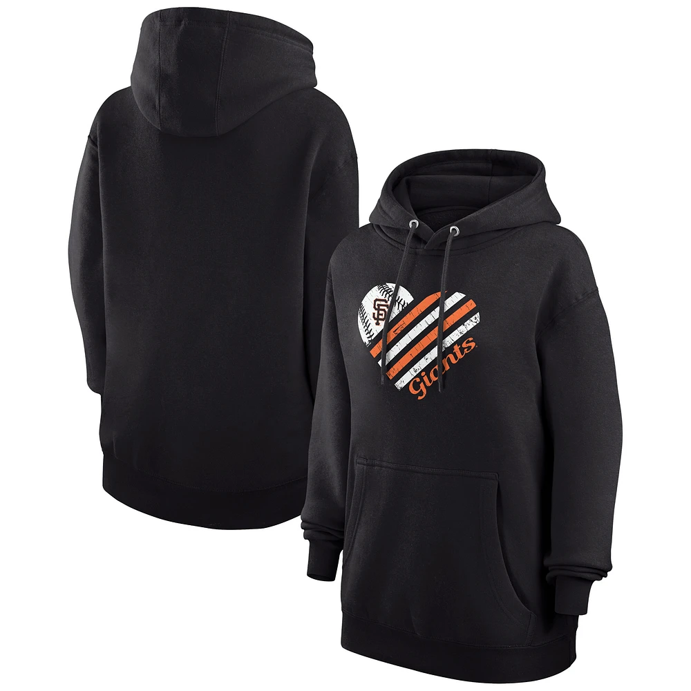 Women's G-III 4Her by Carl Banks Black San Francisco Giants Heart Fleece Pullover Hoodie