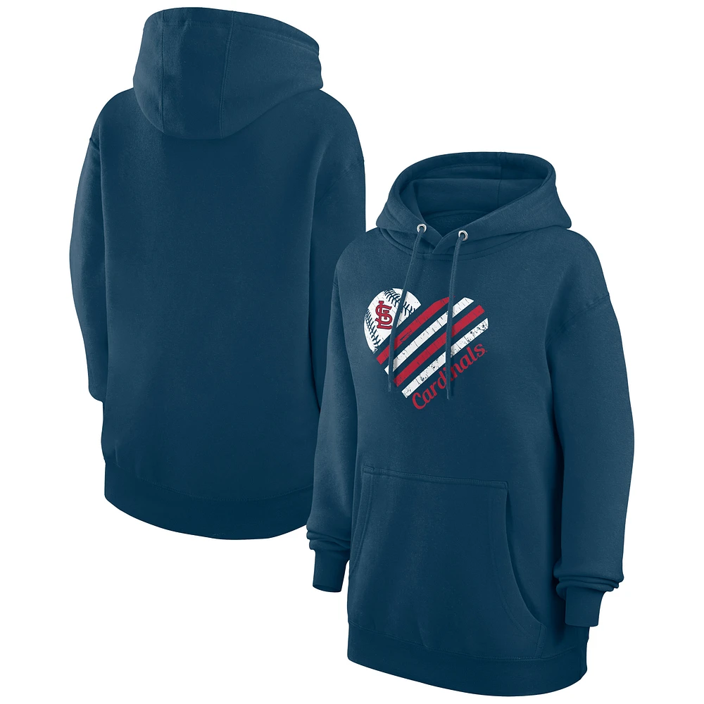 Women's G-III 4Her by Carl Banks Navy St. Louis Cardinals Heart Fleece Pullover Hoodie