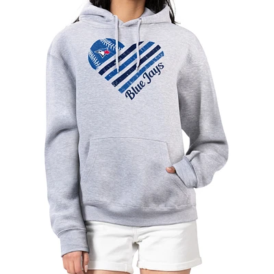 Women's G-III 4Her by Carl Banks Heather Gray Toronto Blue Jays Heart Fleece Pullover Hoodie