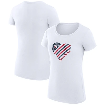 Women's G-III 4Her by Carl Banks White Cleveland Guardians Super-Slim Fit Lightweight Heart Graphic T-Shirt