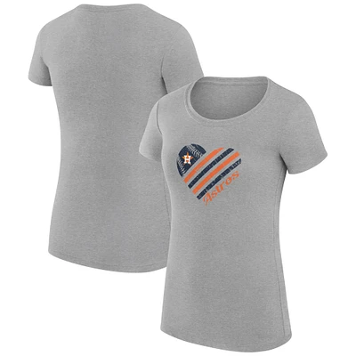 Women's G-III 4Her by Carl Banks Heather Gray Houston Astros Super-Slim Fit Lightweight Heart Graphic T-Shirt