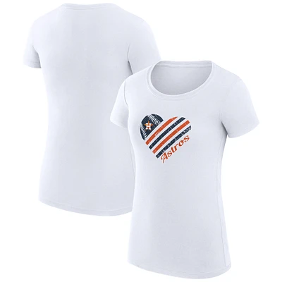 Women's G-III 4Her by Carl Banks White Houston Astros Super-Slim Fit Lightweight Heart Graphic T-Shirt
