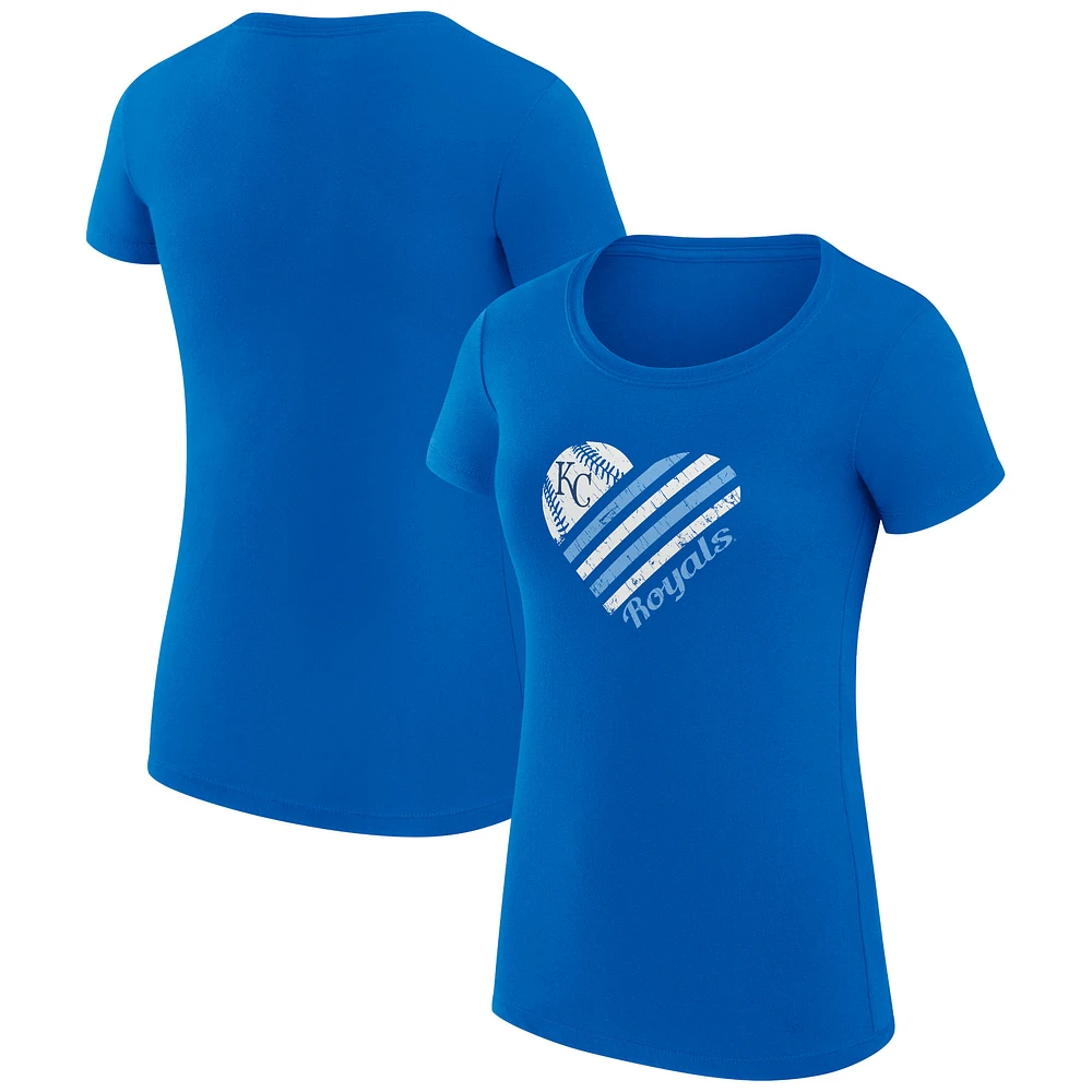 Women's G-III 4Her by Carl Banks Royal Kansas City Royals Super-Slim Fit Lightweight Heart Graphic T-Shirt