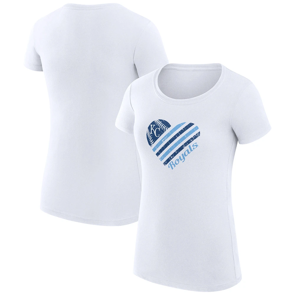 Women's G-III 4Her by Carl Banks White Kansas City Royals Super-Slim Fit Lightweight Heart Graphic T-Shirt