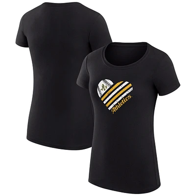 Women's G-III 4Her by Carl Banks Black Athletics Super-Slim Fit Lightweight Heart Graphic T-Shirt