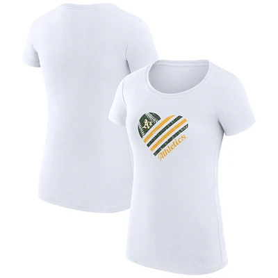Women's G-III 4Her by Carl Banks White Athletics Super-Slim Fit Lightweight Heart Graphic T-Shirt