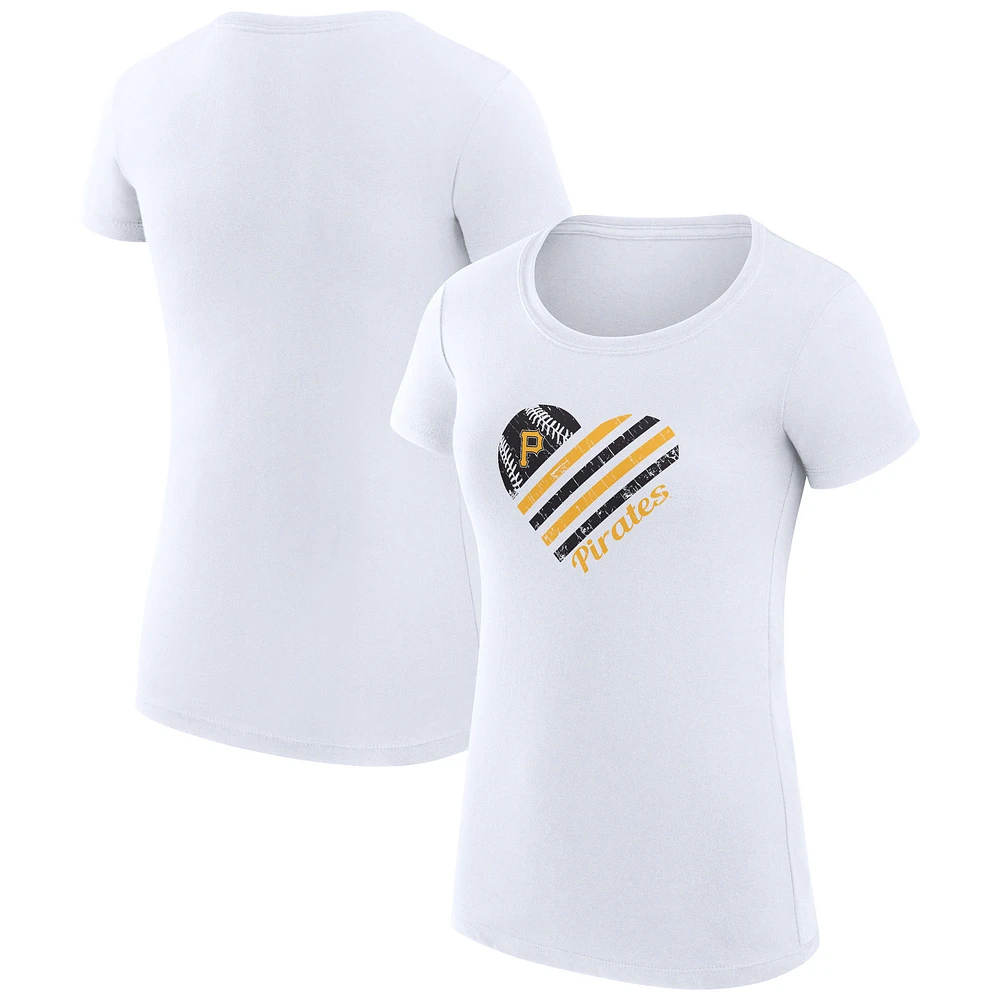 Women's G-III 4Her by Carl Banks White Pittsburgh Pirates Super-Slim Fit Lightweight Heart Graphic T-Shirt