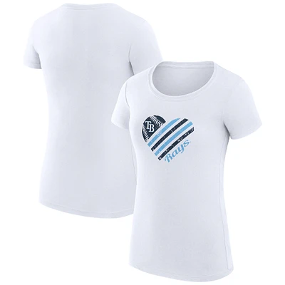 Women's G-III 4Her by Carl Banks White Tampa Bay Rays Super-Slim Fit Lightweight Heart Graphic T-Shirt