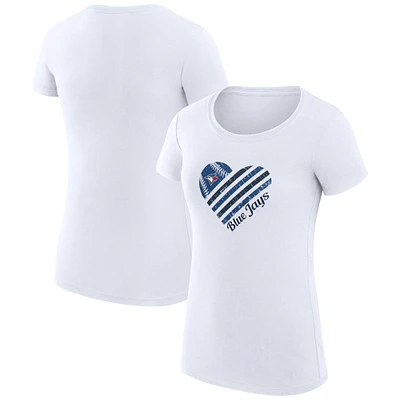 Women's G-III 4Her by Carl Banks White Toronto Blue Jays Super-Slim Fit Lightweight Heart Graphic T-Shirt