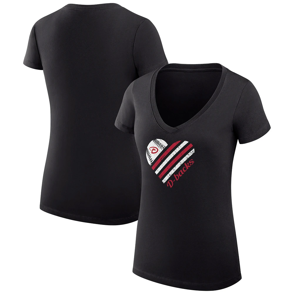 Women's G-III 4Her by Carl Banks Arizona Diamondbacks Super-Slim Fit Lightweight Heart V-Neck T-Shirt