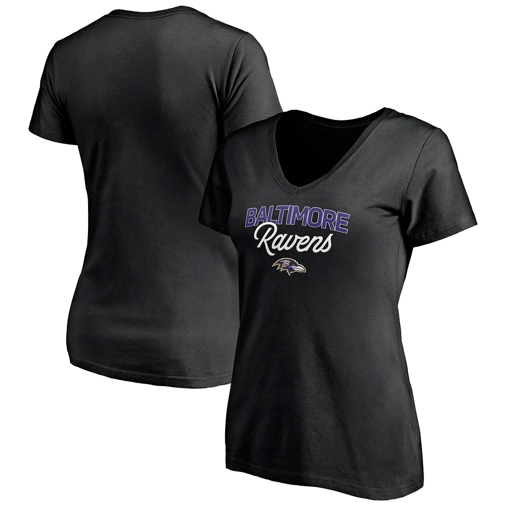Women's Black Baltimore Ravens Depth Chart V-Neck T-Shirt