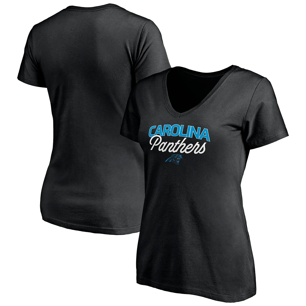 Women's Black Carolina Panthers Depth Chart V-Neck T-Shirt